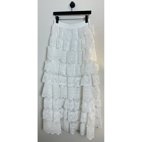 ALLSAINTS Lizi Tiered Lace Maxi Skirt in Chalk White Size US 6 - Picture 6 of 9